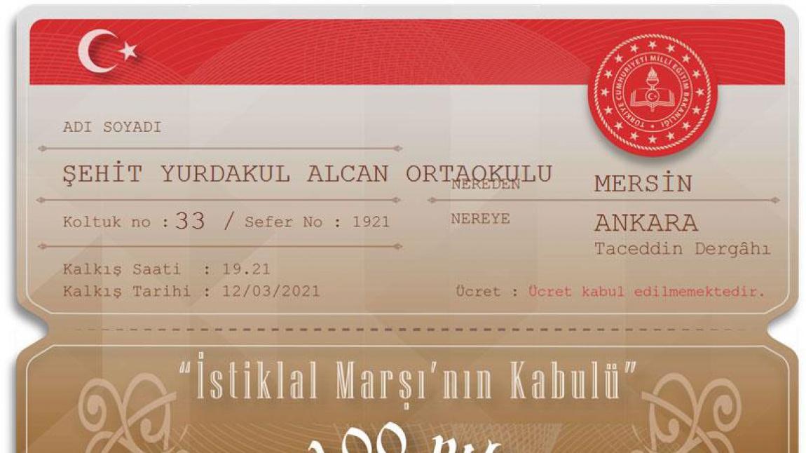MEB'den İstiklal Marşı'nın 100. yılında Tacettin Dergahı'na hatıra bileti ile yolculuk daveti